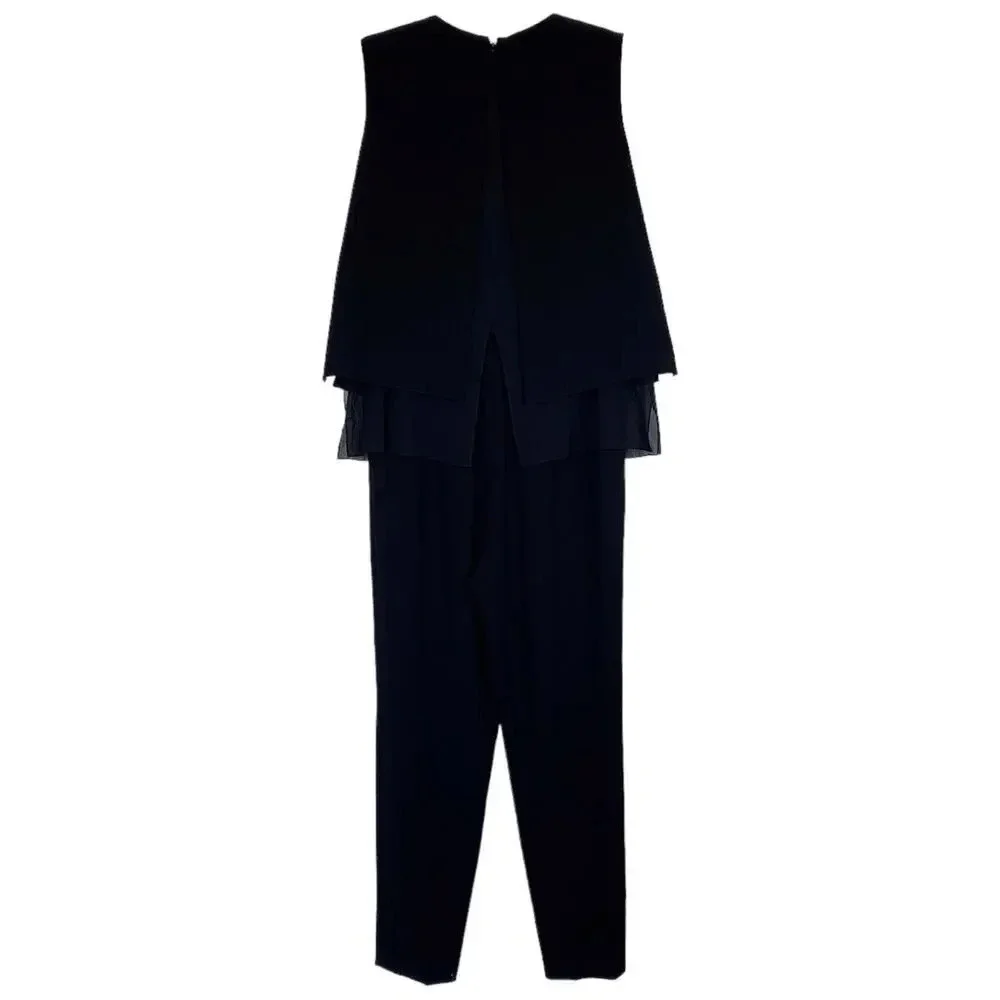 TORY BURCH Betsy Jumpsuit Beaded Black White Metallic Size Small Elegant Chic